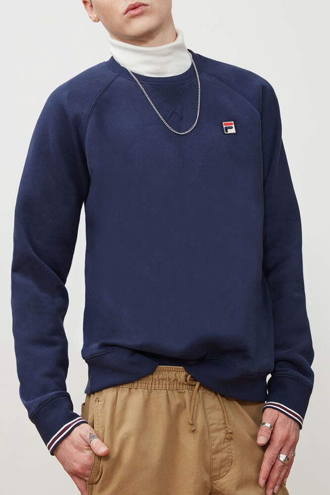 Fila Sweatshirt Pozzi Crew Mens Navy - India GNU-476802